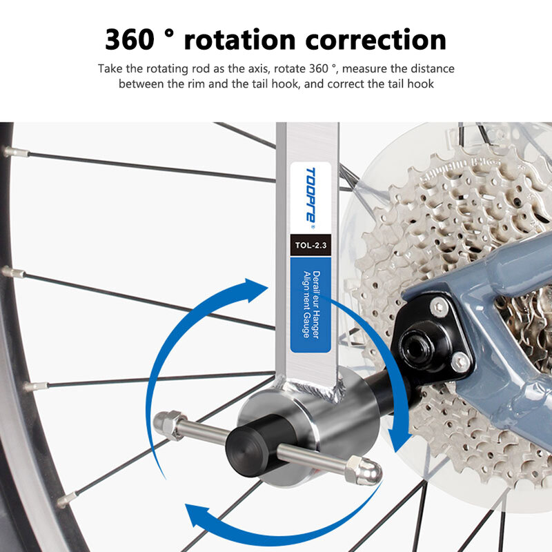 Alineador de gancho de bicicleta, colgador de alineación de desviador, gancho trasero de bicicleta, Corrector de alineación de rotación de 360 °, herramientas de reparación de ciclismo