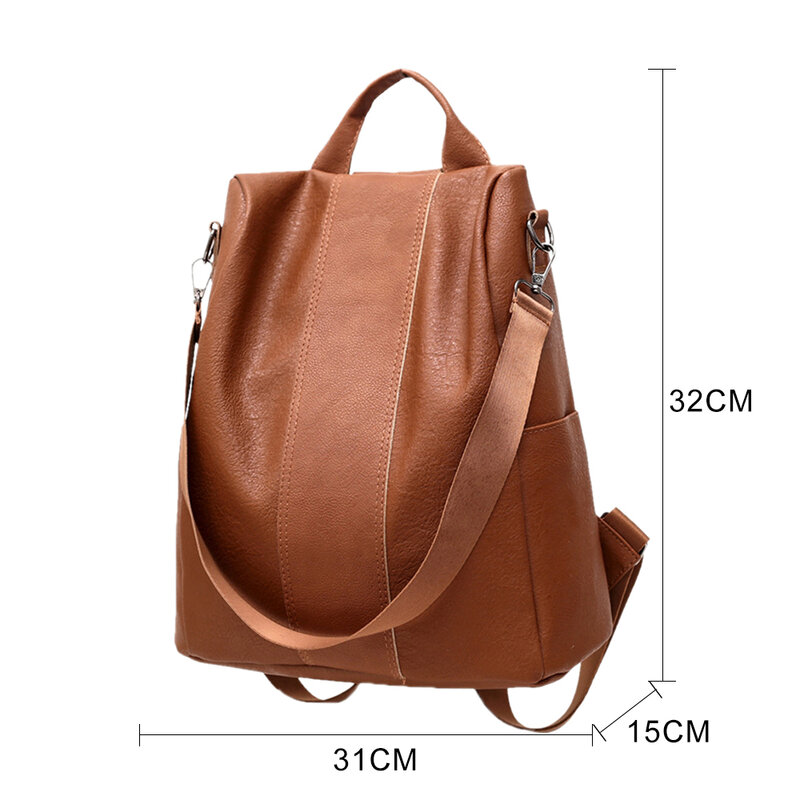 Women Backpack Travel Fashion PU Leather Zipper Lady Schoolbag Anti Theft Pack Female Tote Backpacks Waterproof Shoulder Bag