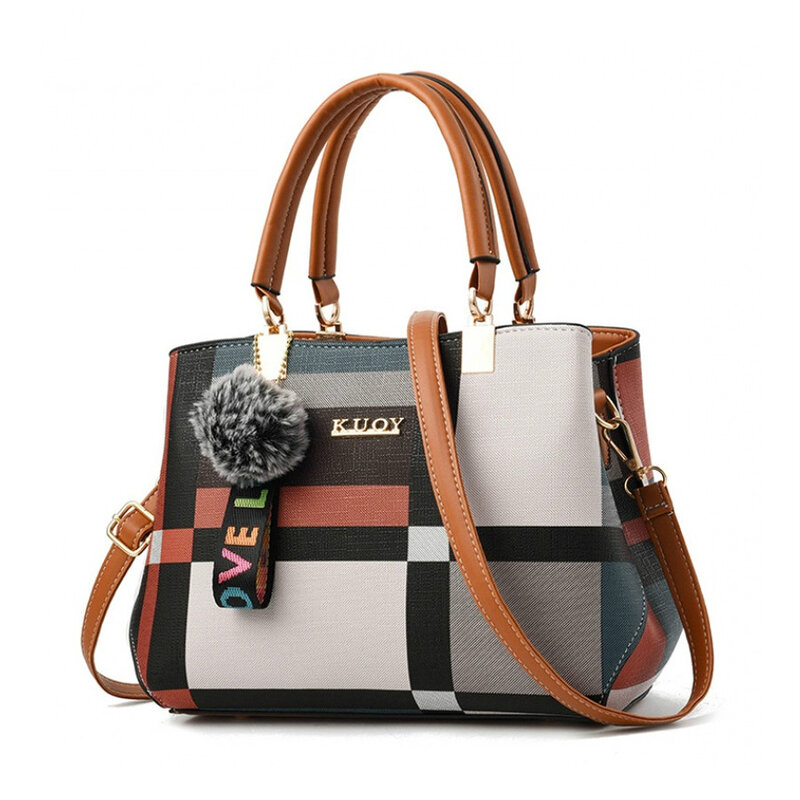 Brand Designer Shoulder Bags For Women Casual Plaid Crossbody Bags Large Capacity Handbag Top-handle Messenger Female  Leather