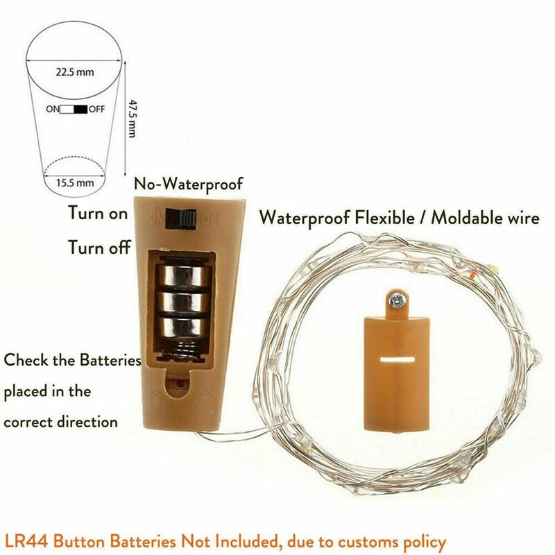 Battery Powered Wine Bottle Lights with Cork 1M 2M 3M  LED Copper Wire DIY Fairy Garland Lights Christmas Holiday Party Wedding