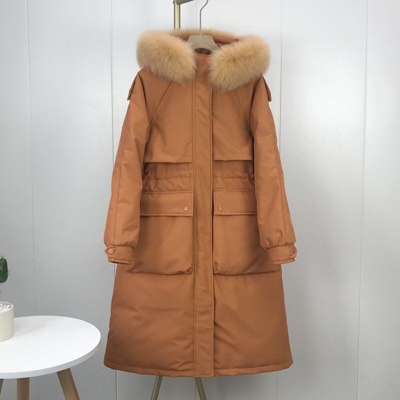 2021 겨울 긴 다운 코트 여성을위한 두꺼운 퍼프 스탠드 칼라 스카프 패션 고품질 콜드 프로텍션 Jacke
