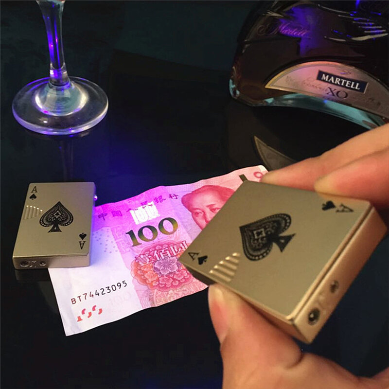 New Creative Jet Torch Turbo Lighter Portable Light Playing Cards Butane Windproof Metal Lighter Metal Funny Toys For Men