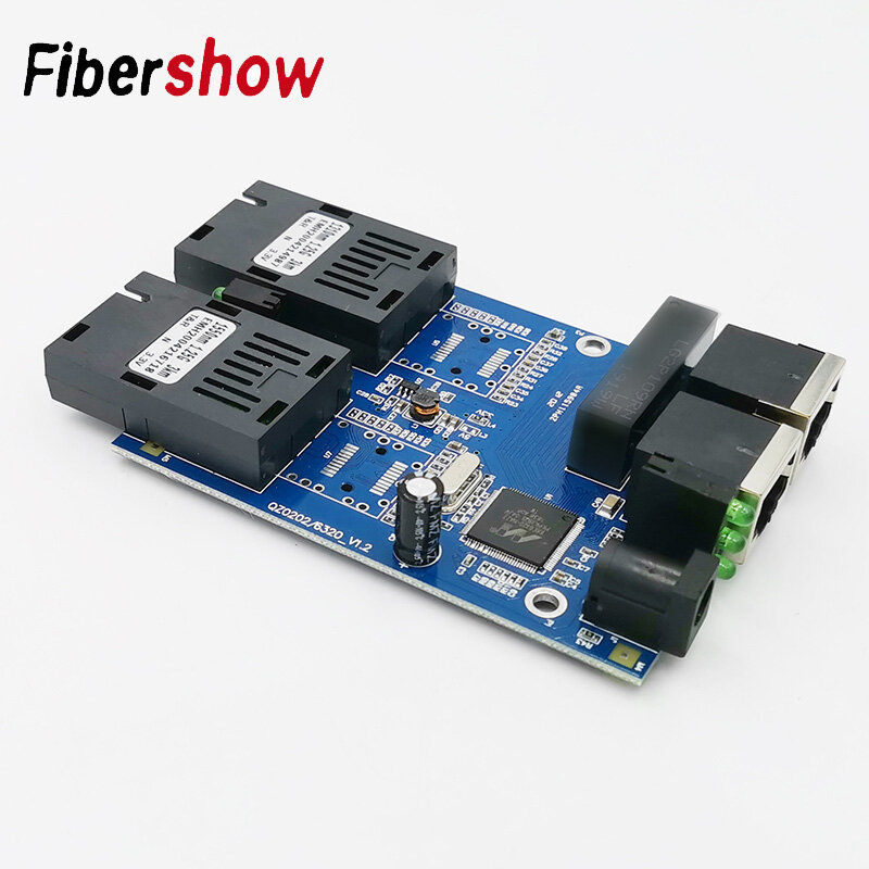 Conmutador de fibra Ethernet de 10/100/1000M 2 RJ45 UTP 2 SC, convertidor de medios ópticos de fibra Gigabit 2SC 2RJ45 Ethernet PCB
