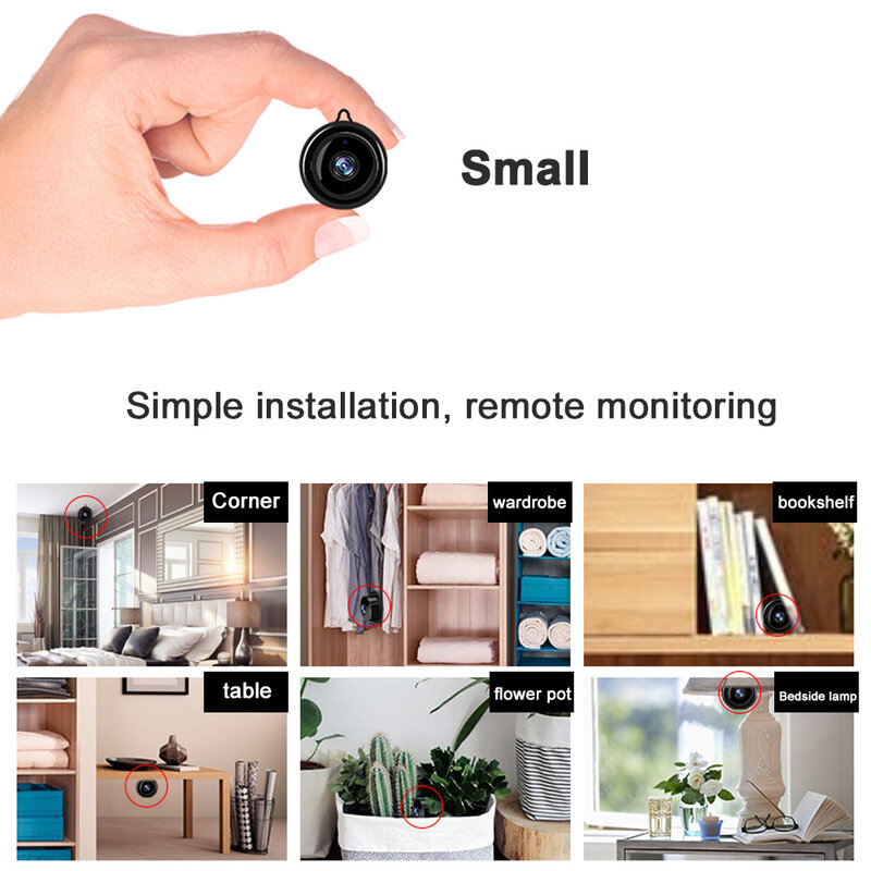 Mini caméra de surveillance IP Wifi HD 360, Webcam à vision nocturne, moniteur pour bébé