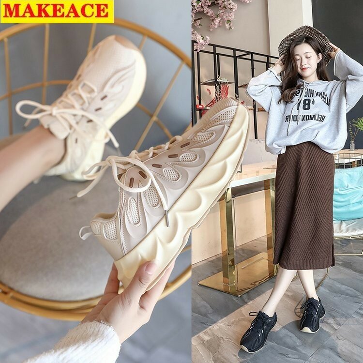 Shoes for Women Sneakers Fashion Brand Breathable Mesh Upper Shoes Outdoor Casual Shoes Soft Sole Running Shoes Platform Shoes