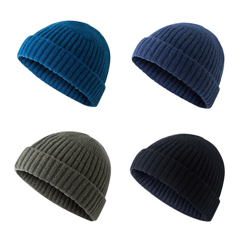 Unisex Yuppie หมวก Beanie หมวกฤดูใบไม้ร่วงฤดูหนาวยืดซี่โครงถัก Beanie Warm Cozy Fold-Up Cuff Slouchy Beanie หมวก