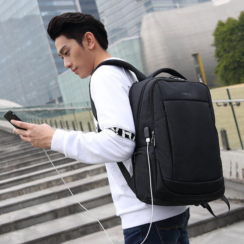 Tigernu marka USB ładowanie męski plecak z zabezpieczeniem przeciw kradzieży 15.6 "Laptop plecak biznesowy torba kobiety tornister Mochila mężczyźni torby podróżne