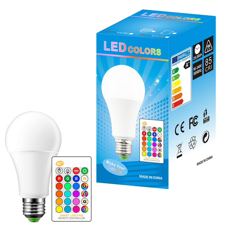 Ampoule magique LED E27 3/5/10W, 16 couleurs changeantes, 220V 110V RGB, lampe intelligente à distance blanche, mémoire variable avec télécommande