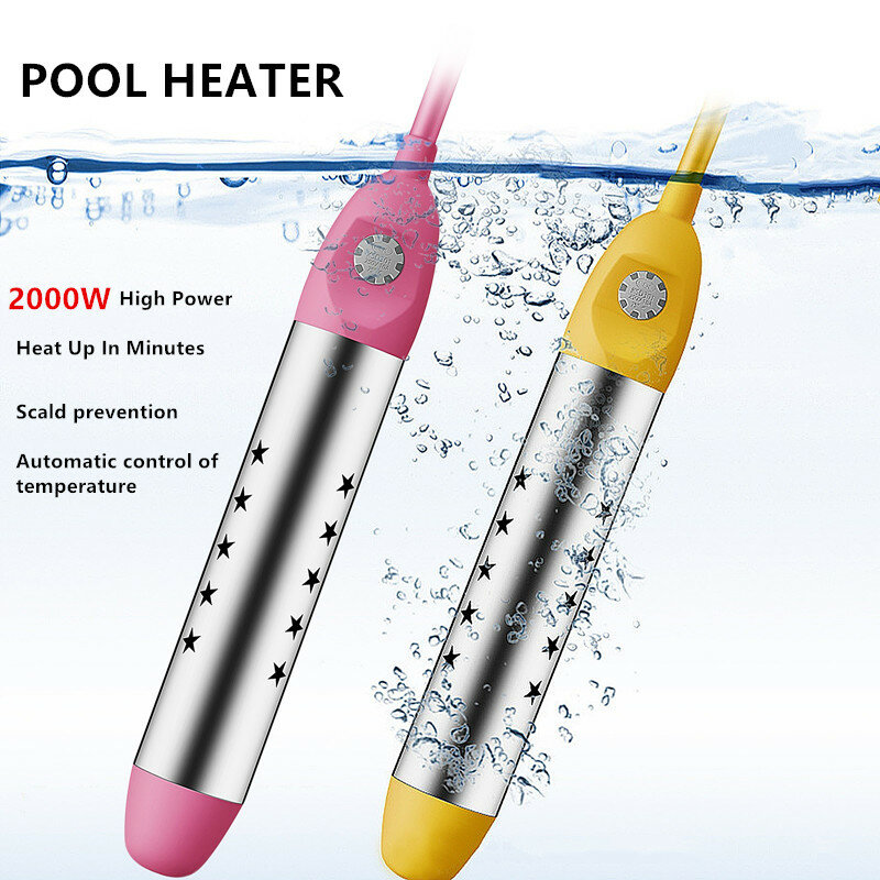 Portable Pool Water Heater 2000W Immersion Tubular Electric Heater Mini Swimming pool heating Machine For Home EU UK AU Plug