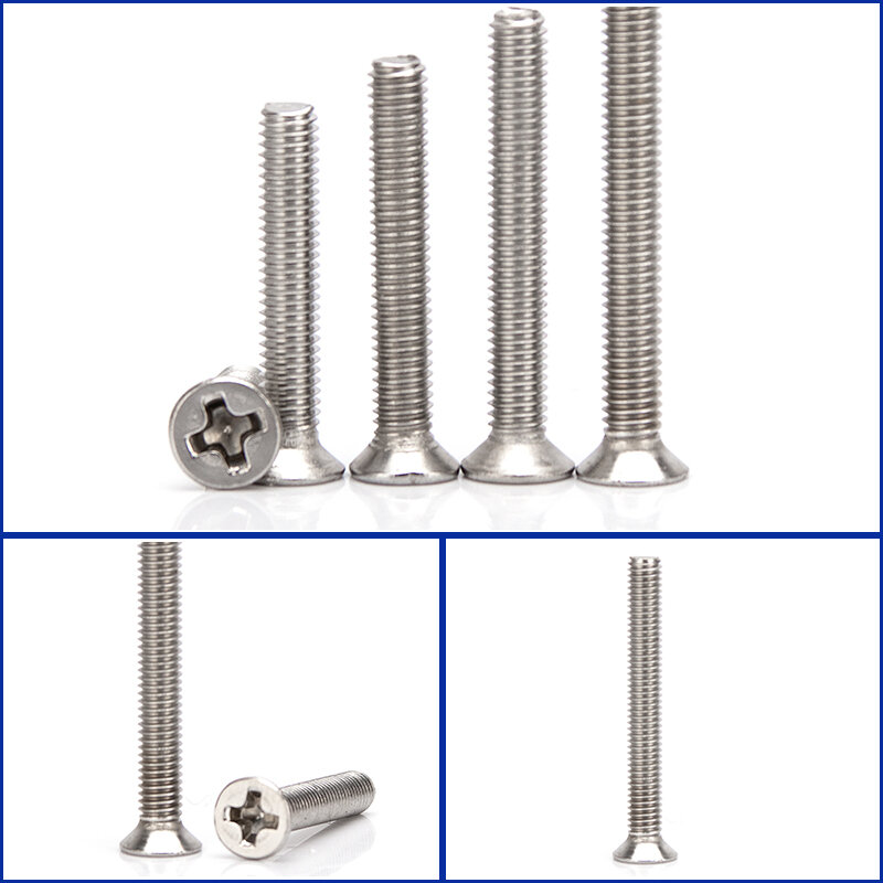 304 Stainless Steel Phillips Countersunk Screws Flat Head Screw M5  Cross Recessed Bolt Length 6mm-70mm