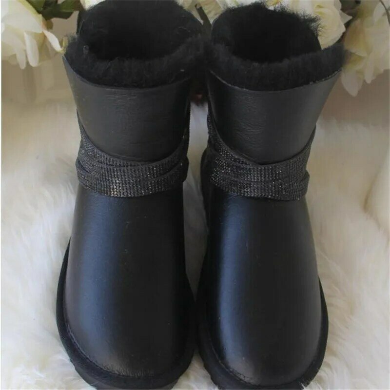 แฟชั่น2022ใหม่ผู้หญิงรองเท้ากันน้ำธรรมชาติขนสัตว์ขนสัตว์จริง Sheepskin หนังหิมะรองเท้าของแท้ Sheepskin ...