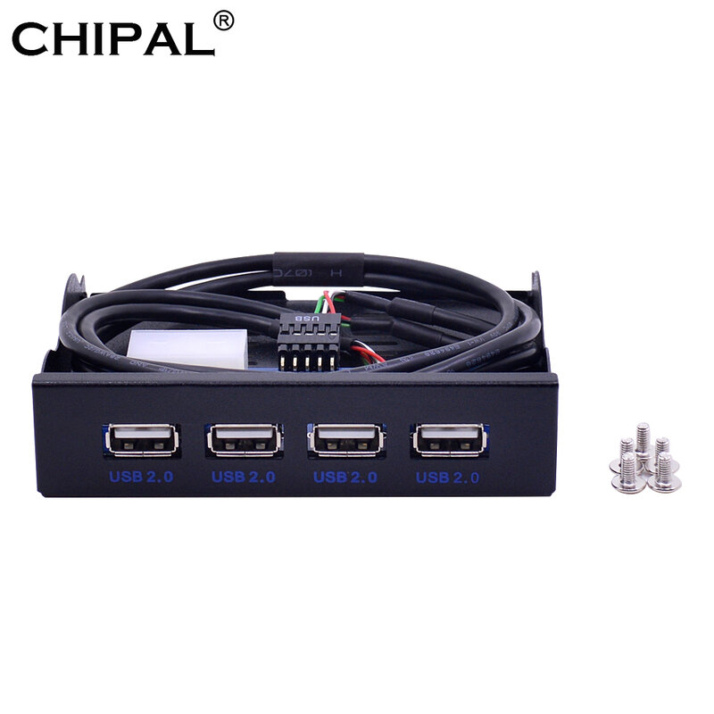 CHIPAL 4 Port USB 2.0 Hub USB2.0 Adaptor PC Panel Depan Braket Ekspansi dengan Kabel 10Pin untuk Desktop 3.5 Inci FDD Floppy Bay