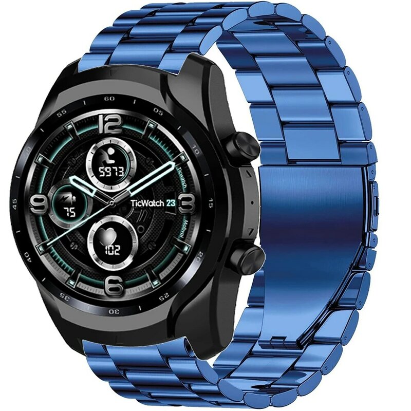 Banda de relógio de metal para ticwatch 2/e/c2/gth luxo pulseira de aço inoxidável para ticwatch pro 3 gps/lte 2020 gtx e2 s2 banda