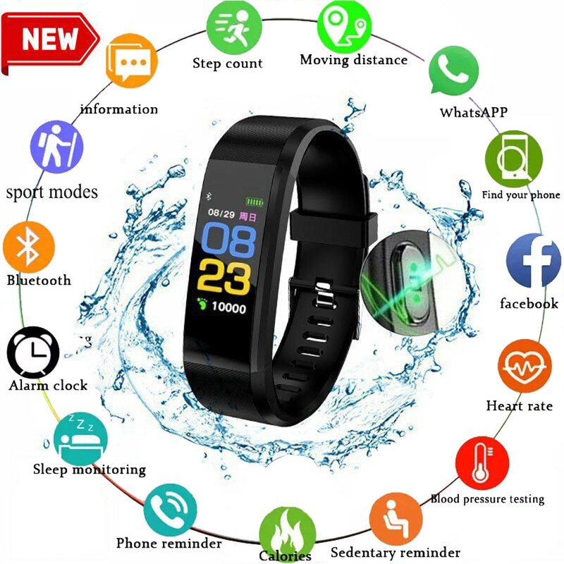 Relógio inteligente 115 mais pulseira esportiva uhr masculino rastreador de fitness monitor de freqüência cardíaca pulseira digital banda relógio feminino para android