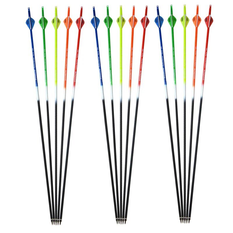 SHARROW-flecha Espinal de carbono multicolor de 2 pulgadas, pluma de goma con forma de gota, cabeza desmontable, Flecha de tiro de alta precisión, 500