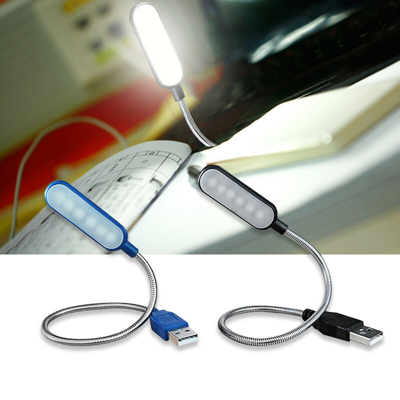 Miniluz LED portátil USB para lectura, lámpara de mesa Flexible, 6LED, USB, para banco de energía, portátil, Notebook, PC y ordenador