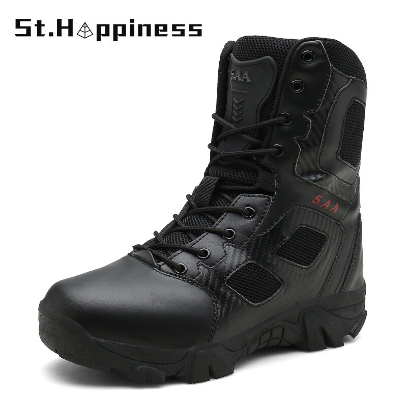 2021 New Men's Military Boots High Quality Special Force Tactical Desert Combat Ankle Boots Outdoor Hiking Army  Boots Big Size