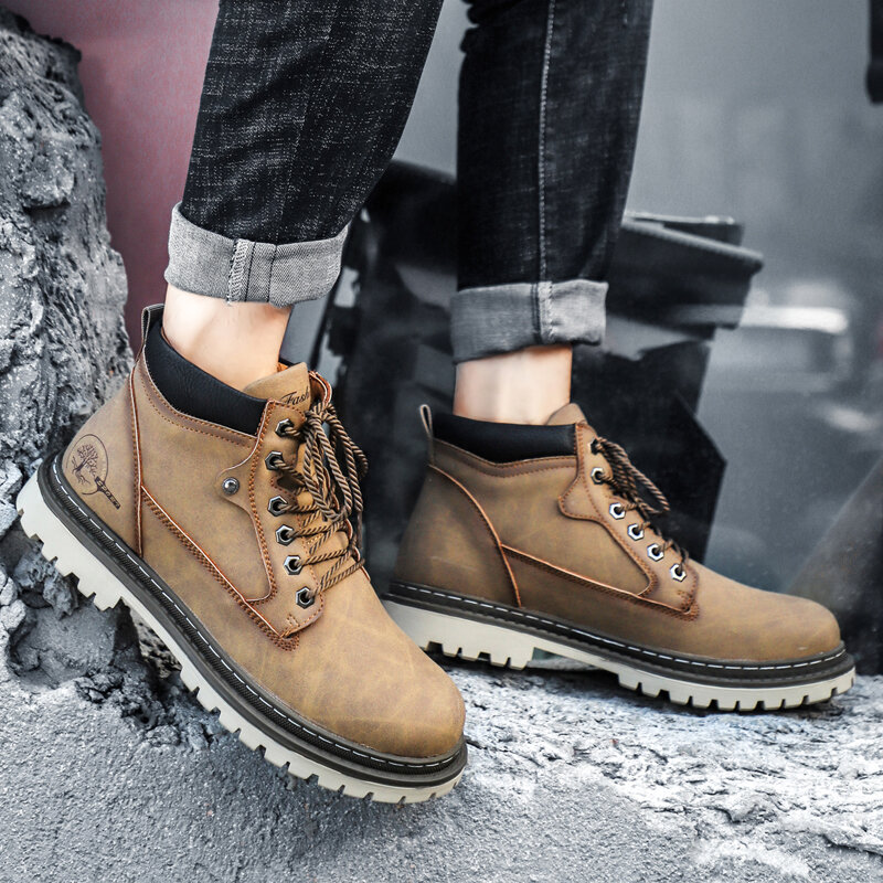 Кожаные мужские ботинки, зимние ботинки челси с мехом для мужчин, коричневые мужские ботинки в стиле ретро, мужские треккинговые ботинки большого размера, походные ботинки для работы