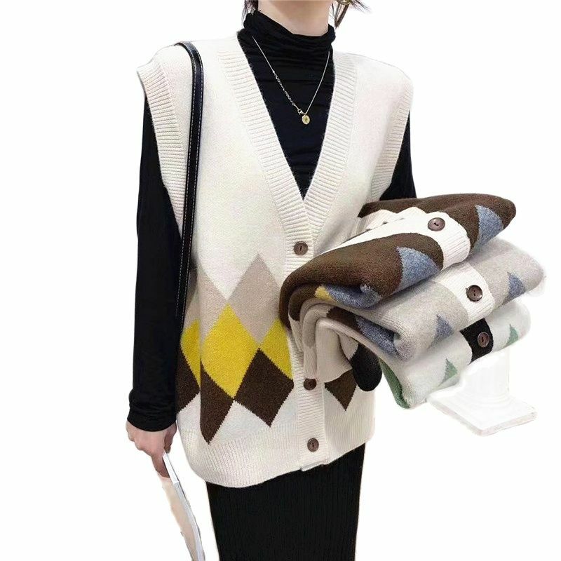 2020 New Arrival kobieta moda wiosna jesień kamizelka z kaszmiru w dużych rozmiarach kamizelka bez rękawów kamizelka okazjonalna koreański, dzianinowy sweter kamizelka