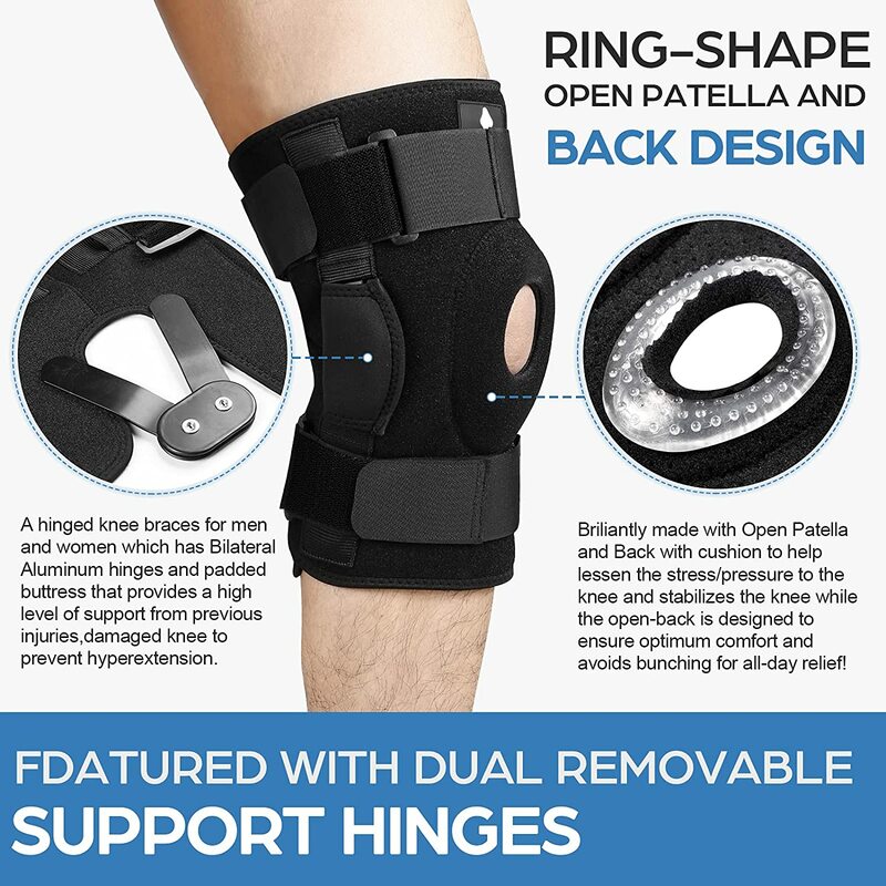 プロの膝関節ブレース,調節可能な膝スタビライザー,包帯,膝蓋骨プロテクター,関節炎ガード,膝パッドサポート,1個
