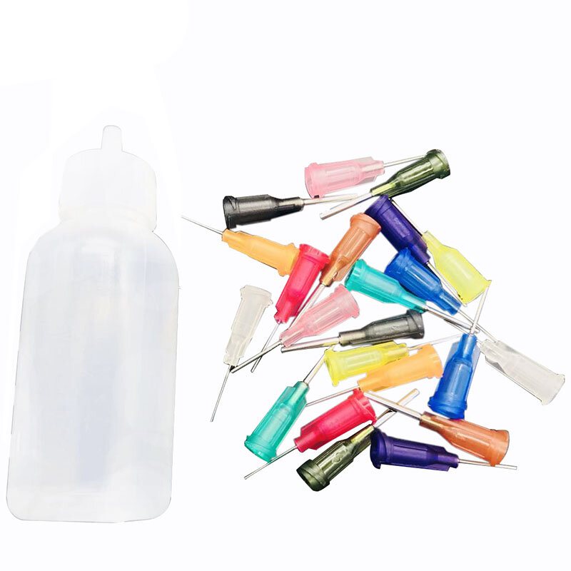 50ml Dispenser Rosin Solder Flux Paste  11 Needles Tool Parts Empty E-liquid Plastic Rosin Flux Alcohol Bottle