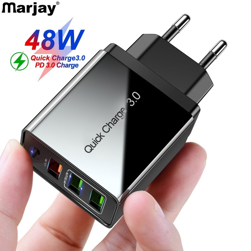 Marjay 48W Quick Charge 4.0 3.0 USB Charger Fast Charging EU US PD 3.0 Mobile Phone Charger For iphone Samsung Xiaomi Huawei
