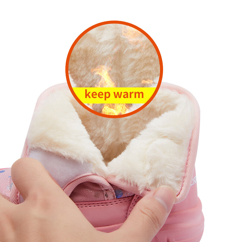 NSOH-Botas de nieve para niños y niñas, zapatos suaves e impermeables, antideslizantes, de terciopelo, cálidos, para el invierno