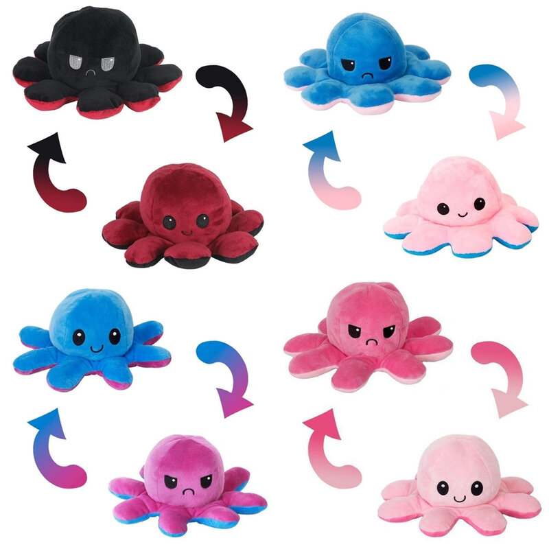 Cara pulpo Octopus Spielzeug Zappeln Zappeln doppelseitige Plüsch Ornamente doble cara Weiche cara Gefüllte Marke doble Mode Plüsch set