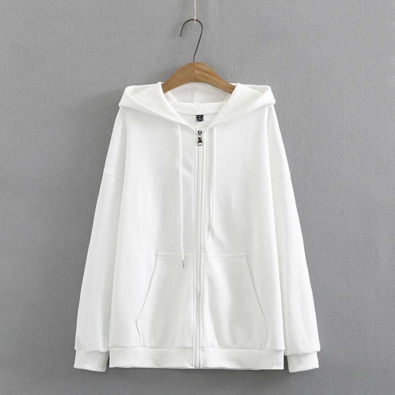 4 cores primavera hoodies feminino plus size sweatshirts casual zip-up solto manga comprida hoodie casual xxxl 4xl kkfy5401