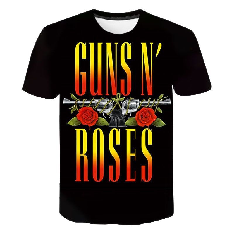 Camiseta con estampado 3D de Guns N Roses para hombre y mujer, ropa de calle informal de moda, Hip Hop