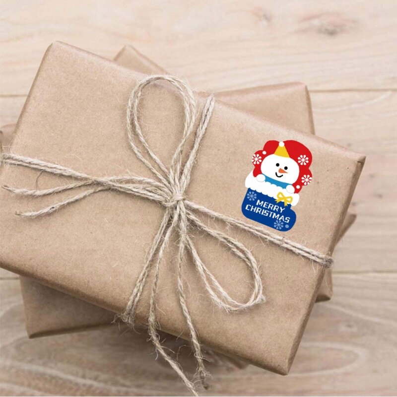 10 arkuszy 90 sztuk wesołych naklejki świąteczne Cartoon święty mikołaj ełk Snowman wzór etykiety samoprzylepne tagi na koperty pieczęć prezent