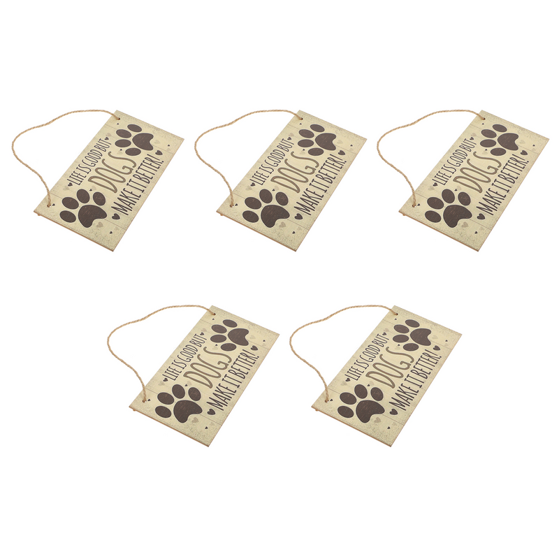 Plaques de porte suspendues pour chien, 5 pièces, décoration d'avertissement, ornement, attention au chien