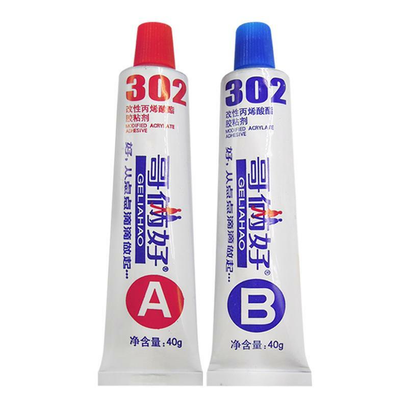 80g A+B Glue Quick-Drying Acrylate Structure Glue Special Glue Glass Metal Stainless Waterproof Strong Adhesive Glue 302