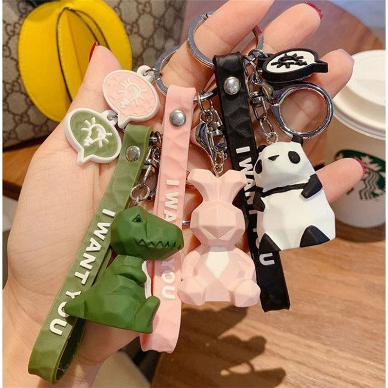 Porte-clés en forme de dinosaure et de Panda, accessoire de voiture, bricolage, cadeau, haute qualité, pendentif décoratif