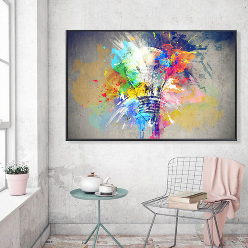 Nordic modern fashion abstract art printing canvas painting color light bulb poster living room corridor home decoration mural