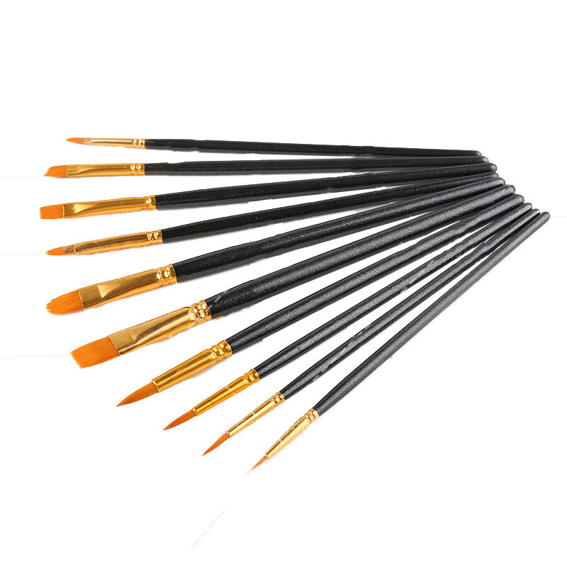 10 pz/set pennelli per guazzo ad acquerello forma diversa punta a punta rotonda Set di pennelli per capelli in Nylon per pittura
