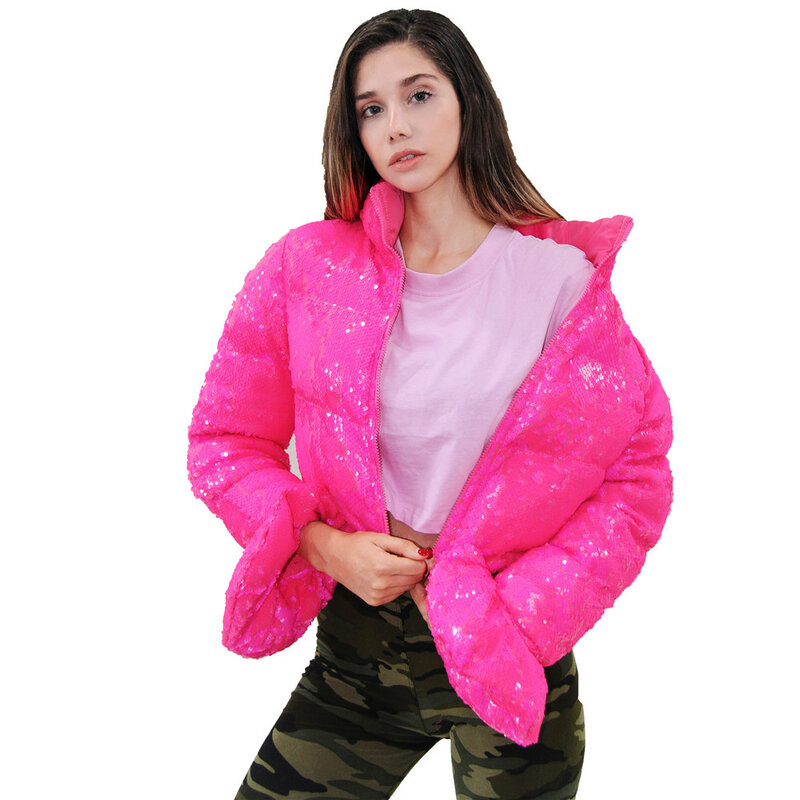 Atxyxta Puffer Jacket Cropped Parka Bubble Jas Winter Vrouwen Nieuwe Mode Kleding Geel