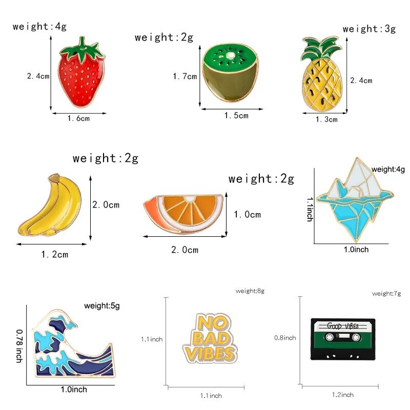Mode Regenbogen Emaille Revers Cartoon Pins Früchte Lebensmittel Mix Broschen Abzeichen Rucksack Nette Pins Geschenke Für Freunde Großhandel Schmuck