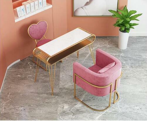 Juego de mesa y silla de manicura de mármol dorado, combinación de dos o tres mesas de manicura, mesa y silla para salón de manicura