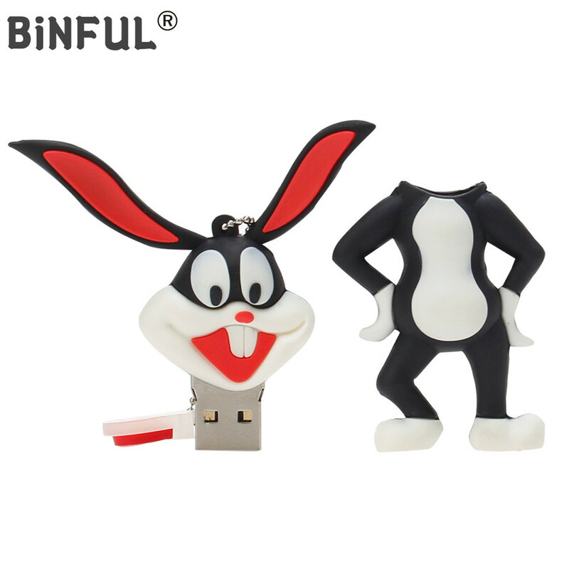 BiNFUL القلم محرك لطيف الأرنب فلاش Usb محرك USB 2.0 بندريف 4GB 8GB 16GB 32GB 64GB 128GB 256GB 512GB يو إس بي عالي الجودة عصا