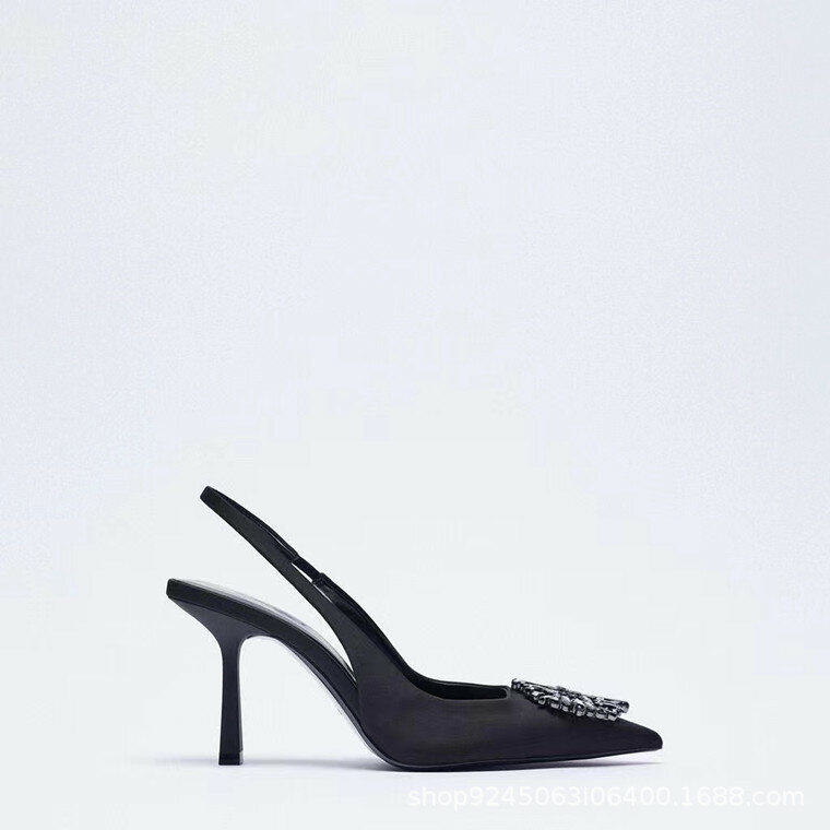 ZA-Sandalias de tacón alto para mujer, zapatos de tacón alto sin cordones, con punta de aguja, para fiesta, 2021