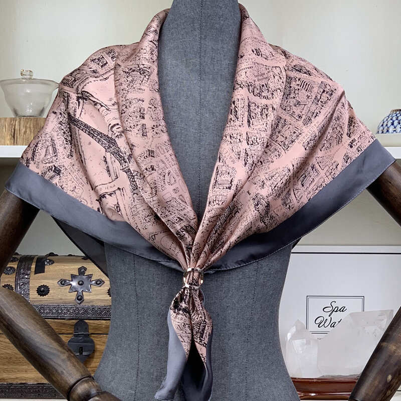 90x90cm Seide Schal Luxus Marke Designer Haar Schal Druckkopf Schal 2022 Große Taschentuch Hijab Schal für frauen