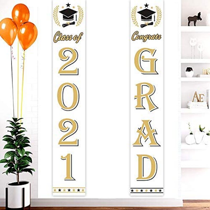 Signe de porche de remise de diplôme-bannières de remise de diplôme 2021-bannière de classe de 2021 suspendue pour décoration de fête de remise de diplôme murale de porte