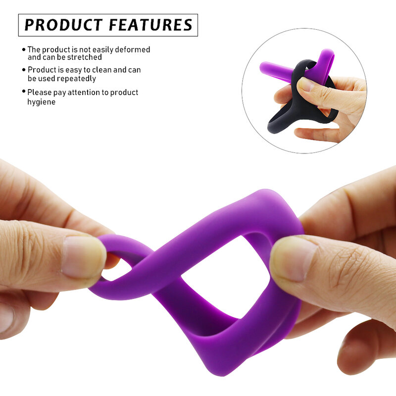 EXVOID Penis Erection Ring Silicone Delay Ejaculation Sex Toys For Men Elastic Cock Ring Penis Scrotum Lock Large Size Sex Shop