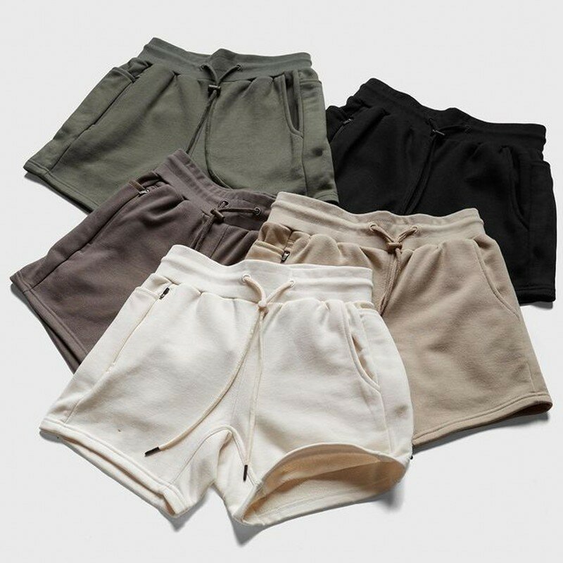 Pantalones cortos de algodón para hombre, Shorts deportivos para correr, talla grande, para ejercicio, gimnasio, alta calidad, sin White-1short
