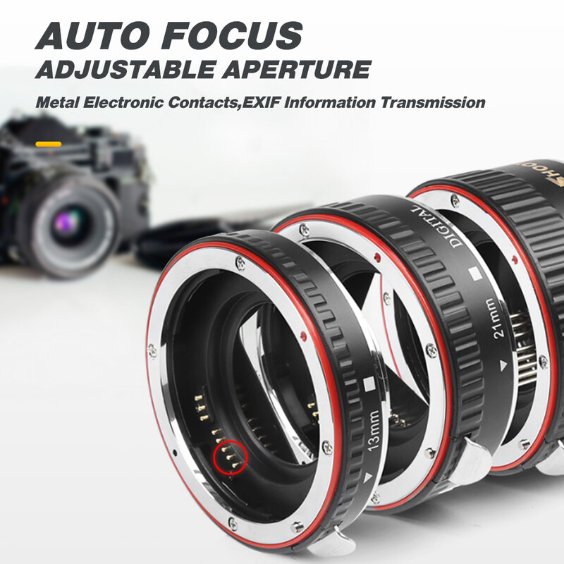 SHOOT — Tube d'extension pour objectif Canon, bague en métal TTL, accessoires pour appareil photo 600D, 550D, 200D, 800D, EOS, EF, EF-S, 6D, auto focus