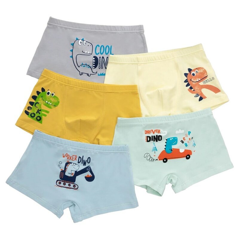 Cuecas para meninos calcinha de algodão crianças roupa interior crianças cute boyshorts treinamento cuecas tamanho 3-12 t, 5 unidades/pacote