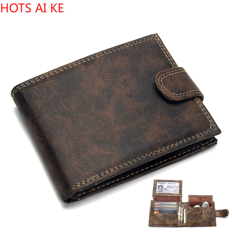 Billetera de diseñador de lujo para hombre, billetera corta plegable de cuero PU, monedero bolsa de monedas multifuncional, Vintage