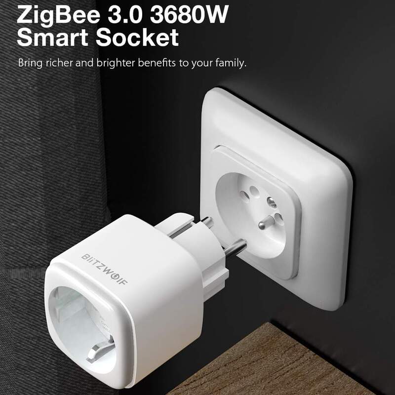 BlitzWolf BW-SHP15 Zigbee 3.0 16A Smart Plug Socket 3680W EU Power Outlet APP Remote Timer Energy Monitor work with Alexa