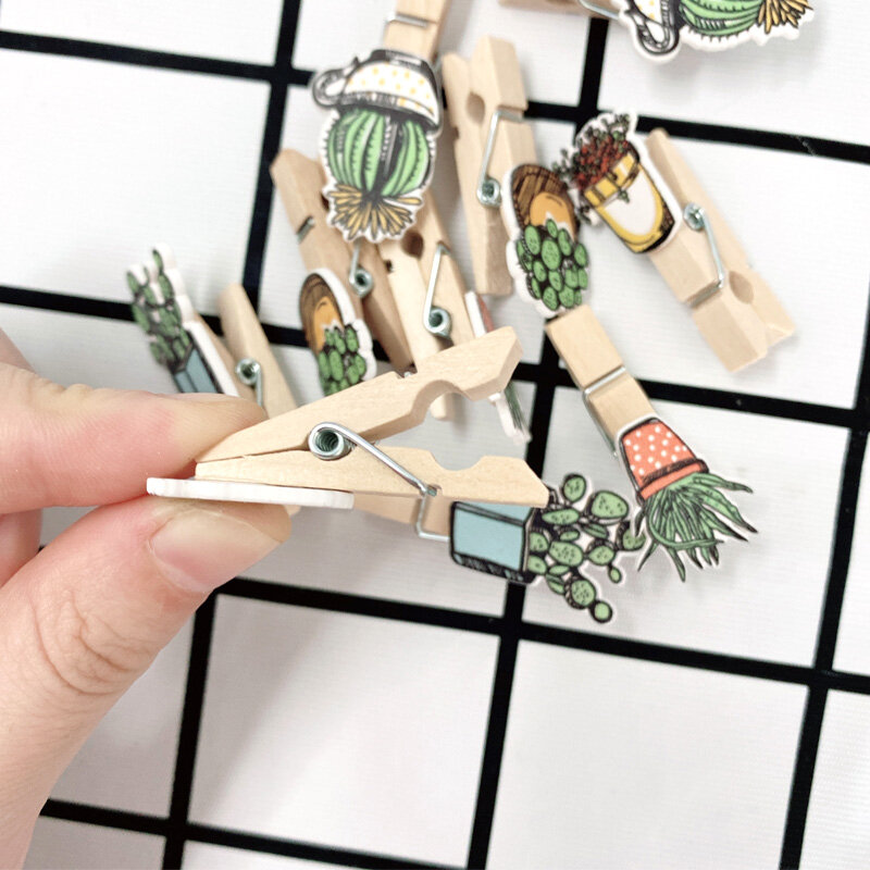 10 sztuk doniczkowe kaktus Mini drewniany papier klipy zielony zakładek „ hotele ”oraz „ wynajem samochodów” na górze do albumu Memo wiadomość klips do zdjęć z liny biurowe prezenty